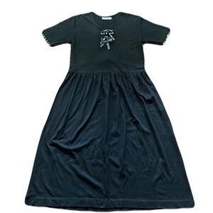 Kaneko Isao Midi Bows Front Short Sleeves Charcoal black Dress